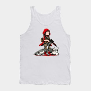 Tactical Little Red Riding Hood Adventure Tee: Where Fairytales Meet Bold Style Tank Top